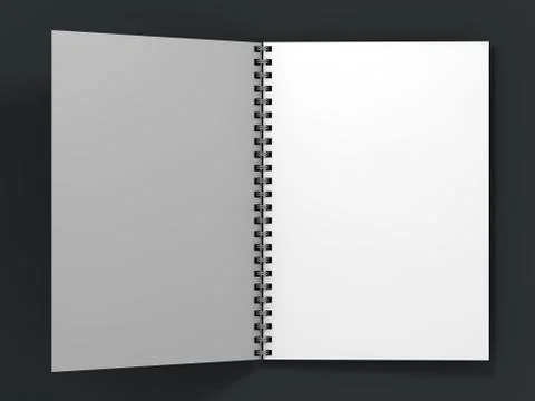 Blank notebook on dark background. 3D Illustrazione stock