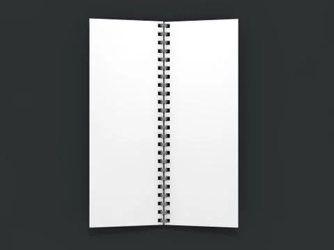 Blank notebook on dark background. 3D Illustrazione stock