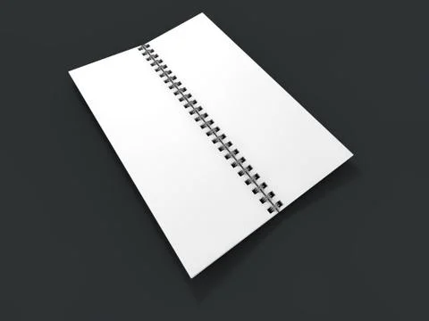 Blank notebook on dark background. 3D Illustrazione stock