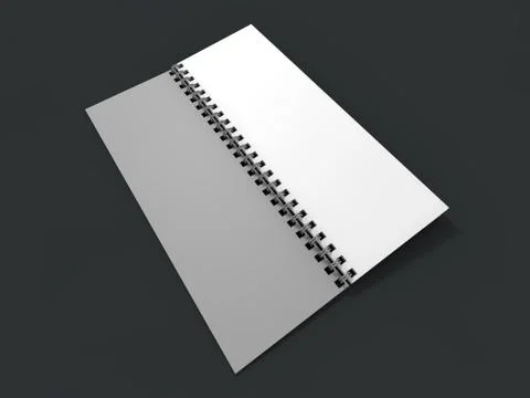 Blank notebook on dark background. 3D Illustrazione stock