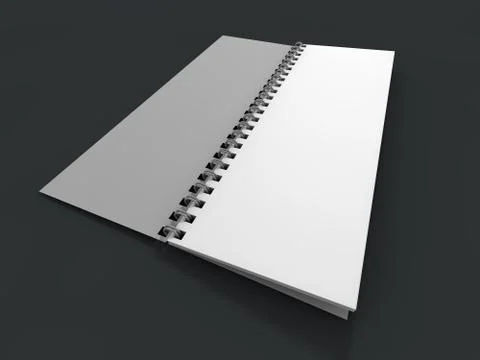 Blank notebook on dark background. 3D Illustrazione stock