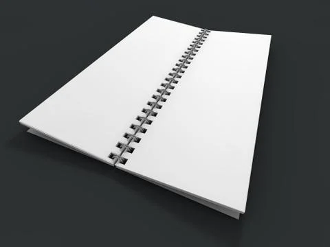 Blank notebook on dark background. 3D Illustrazione stock