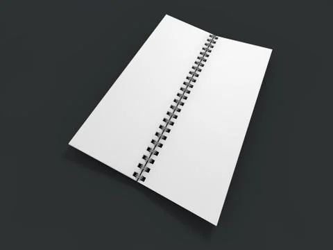 Blank notebook on dark background. 3D Illustrazione stock