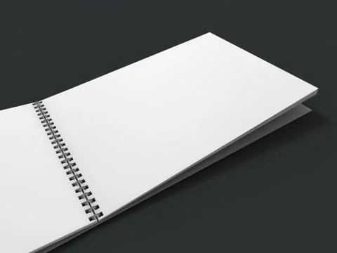 Blank notebook on dark background. 3D Illustrazione stock