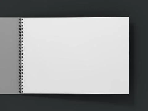 Blank notebook on dark background. 3D Illustrazione stock