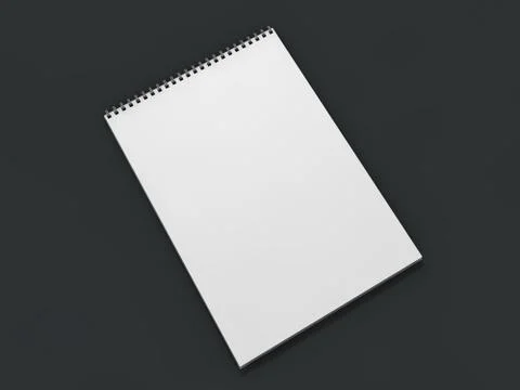 Blank notebook on dark background. 3D Illustrazione stock