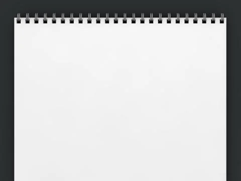 Blank notebook on dark background. 3D Illustrazione stock