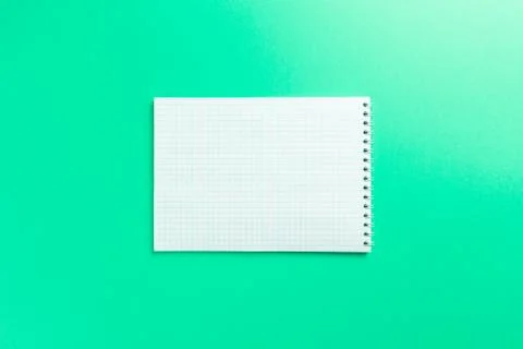 Blank notebook on Mint background. Top view. Flat lay. Copy space. Colorful b Stock Photos