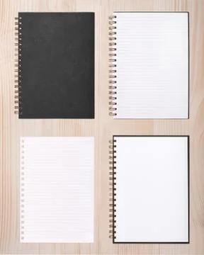 Blank notebook or notepad with line paper on wood background Stock Photos