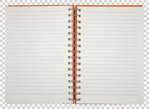 Blank notebook paper with ring spine on transparent background png file Stock Photos