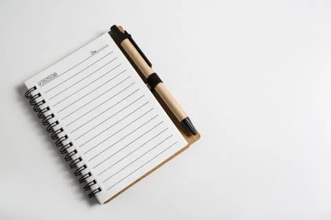 Blank notebook with pen and pencil Stock Photos