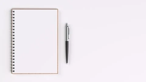 Blank notebook with pen on table Stock Illustration