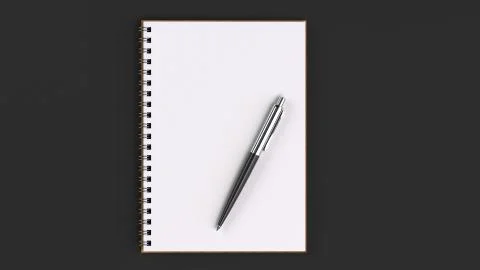 Blank notebook with pen on table Stock Illustration