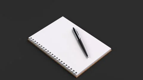 Blank notebook with pen on table Stock Illustration