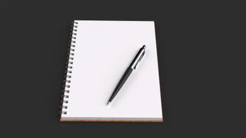 Blank notebook with pen on table Stock Illustration