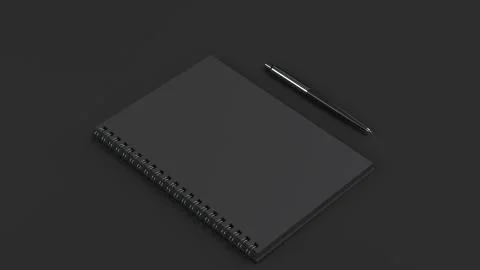 Blank notebook with pen on table Stock Illustration