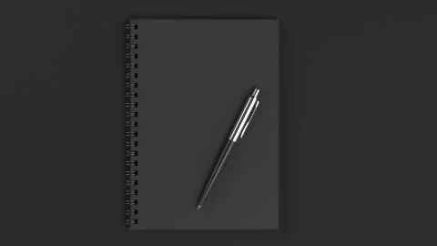 Blank notebook with pen on table Stock Illustration