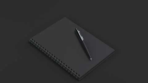 Blank notebook with pen on table Stock Illustration