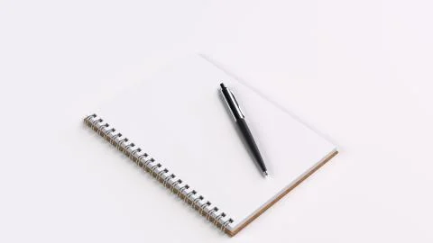 Blank notebook with pen on table Stock Illustration