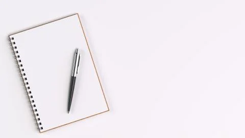 Blank notebook with pen on table Illustrazione stock