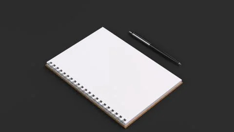 Blank notebook with pen on table Stock Illustration