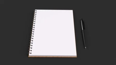 Blank notebook with pen on table Stock Illustration