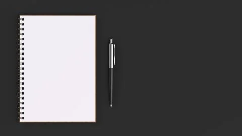 Blank notebook with pen on table Stock Illustration