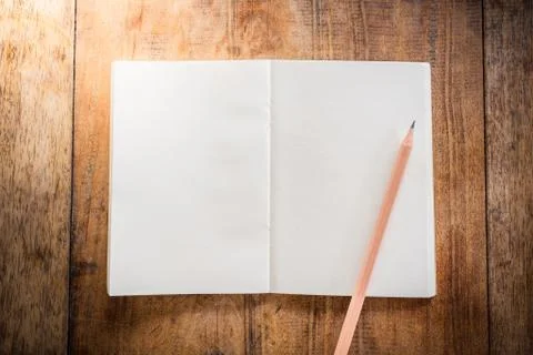 Blank notebook with pencil Stock Photos