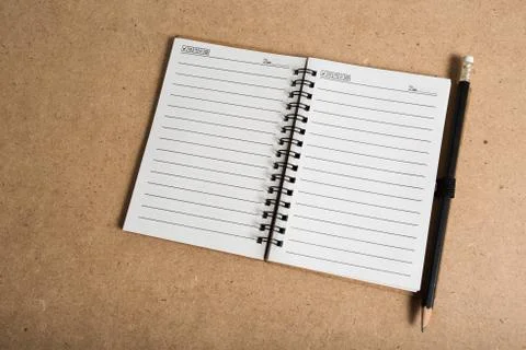 Blank notebook with pencil Stock Photos