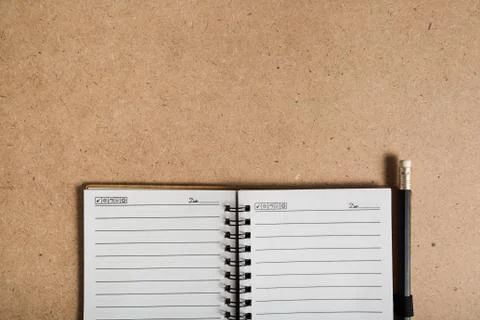 Blank notebook with pencil Stock Photos