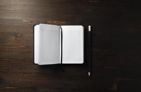Blank notebook, pencil Stock Photos