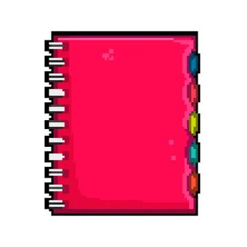Blank notebook pixel art vector illustration sign color Stock Illustration