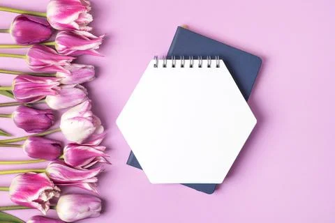 Blank notebook with spring flower Stock Photos