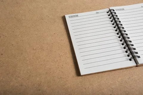 Blank notebook on table Stock Photos