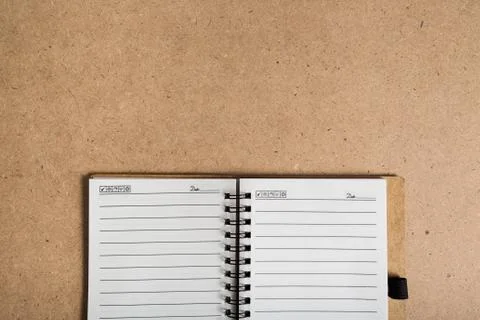 Blank notebook on table Foto stock