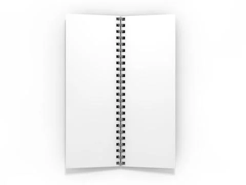 Blank notebook on white background. 3D Stock Illustration