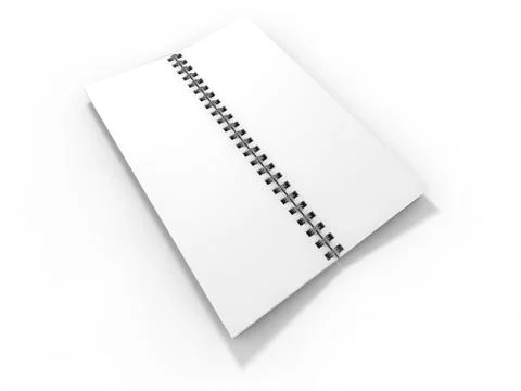 Blank notebook on white background. 3D Stock Illustration