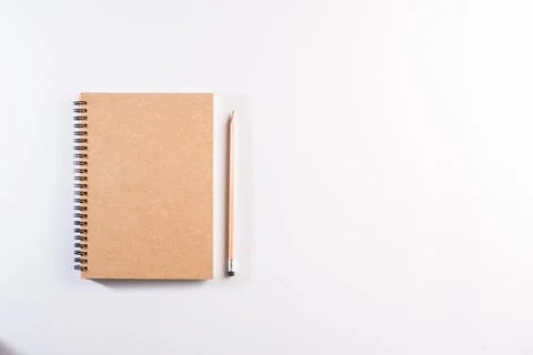 Blank notebook on work space Stock Photos
