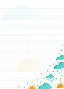 Blank notepad with 3D weather icons Stock Illustration