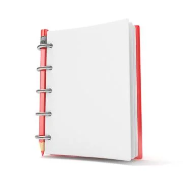 Blank notepad and pencil. 3D Ilustração Stock
