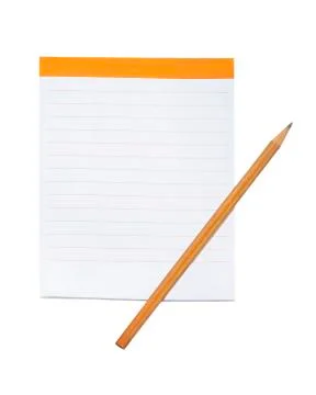 Blank notepad with brown pencil Stock Photos