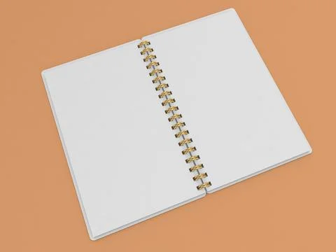 Blank notepad mockup on orange background. 3d render illustration. Illustrazione stock