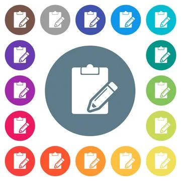 Blank notepad with pencil solid flat white icons on round color backgrounds イラスト素材