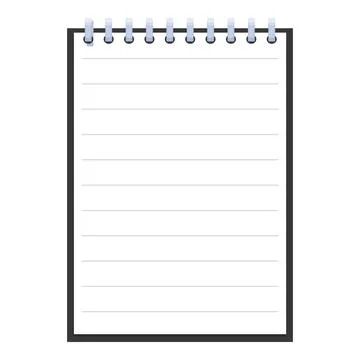 Blank notepad with spiral binding showing empty lines for writing Stock Illustration