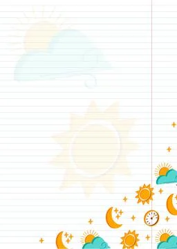 Blank notepad with weather icons Stock Illustration
