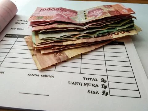 Blank notes and rupiah notes on it Stock Photos