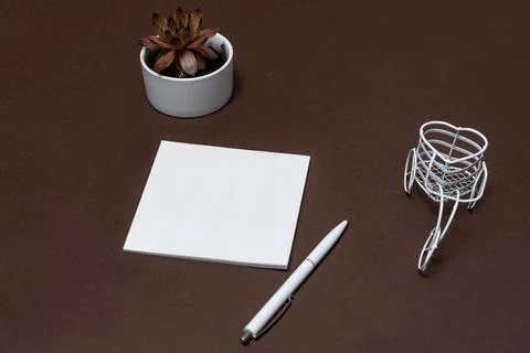 Blank Notes Writing New Messege Updates Ideas Next To Mobile. Showing Envel.. Stock Photos