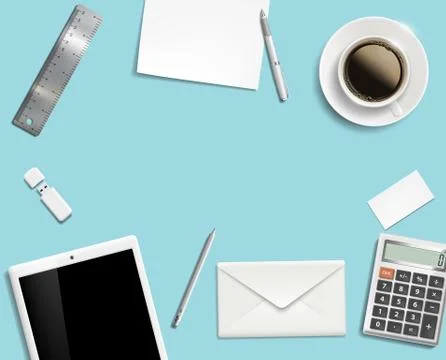 Blank office desk background. Illustrazione stock