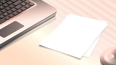 Blank office paper template. Workplace illustration. Stock Illustration