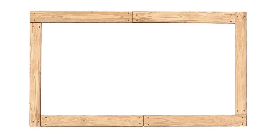 Blank old cut timber panels frame isolated graphic illustrated. Wooden bord.. Stock Illustration